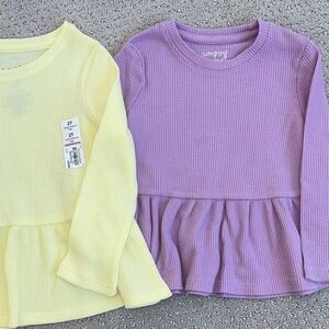 Peplum Long Sleeve Tops girls 2t yellow and purple Jumping Beans cotton NWT